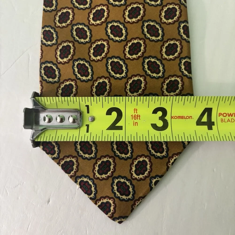 Brooks Brothers Makers Silk Necktie Tie Men's Brown Red Yellow Made in USA